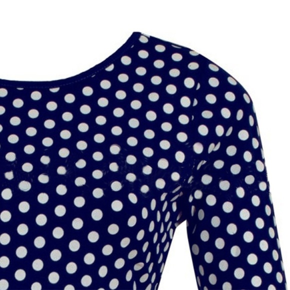 Navy Blue Polka Dot Midi Bodycon Dress S Size - Picture 4 of 7